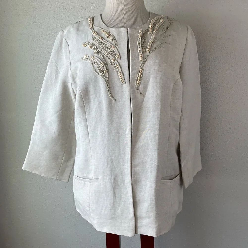 Coldwater Creek Linen Blend Dress Jacket Size 12 EUC